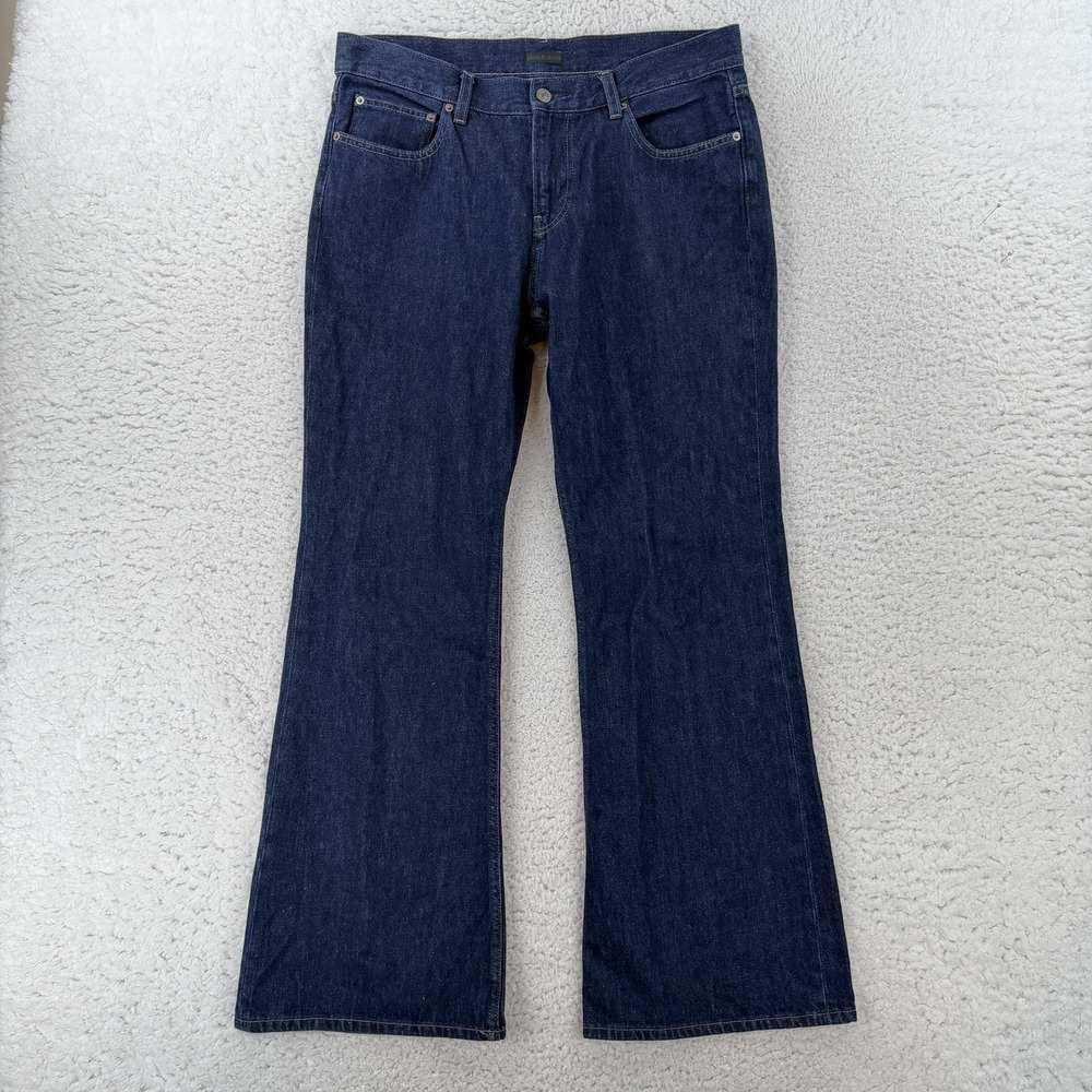 Uniqlo Slim Flare Jeans Womens 30 Blue Dark Wash Low Rise Denim 30x31 221-485267